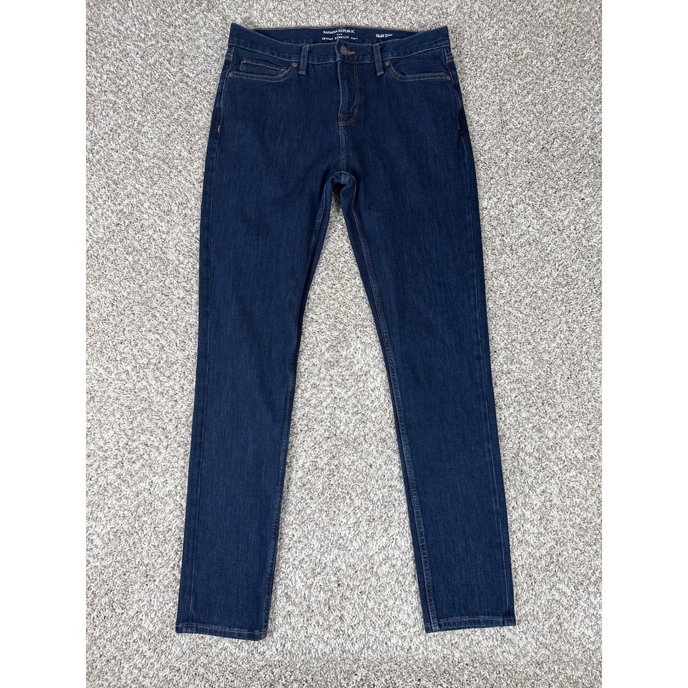 Banana Republic Jeans Mens 33x34 Dark‎ Indigo Skinny Fit Denim Travel Stretch
